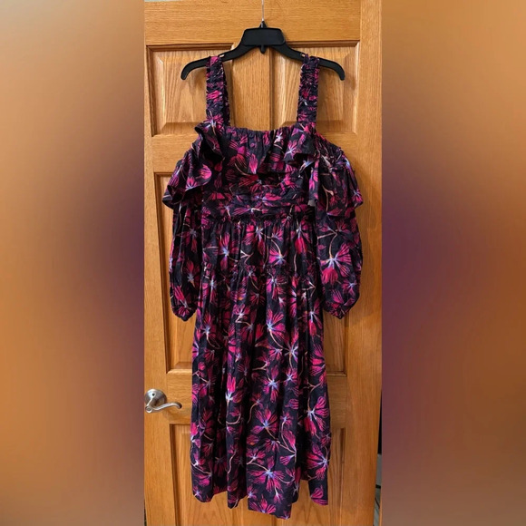 Ulla Johnson Caprice Floral Cold Shoulder Long Slv Cotton Dress (new) - Picture 5 of 9